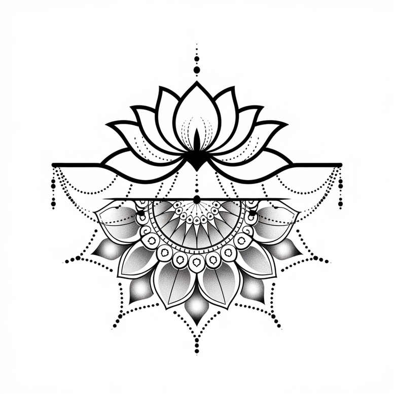 mandala – tattoo design ideas free ai generated – fine-line – for-behind-ear – Gallery: mandalas-and-similar-inkby-ai
