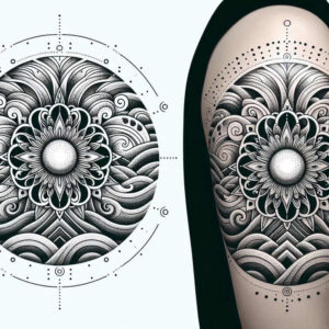 radiating-symmetry – tattoo design ideas free ai generated – ornamental – for-behind-ear – Gallery: mandalas-and-similar-inkby-ai