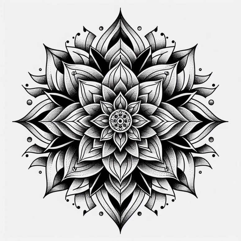 spokes – tattoo design ideas free ai generated – mandala-border – for-shoulder-blade – Gallery: mandalas-and-similar-inkby-ai
