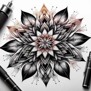 symmetric – tattoo design ideas free ai generated – sacred-symbol – for-upper-chest – Gallery: mandalas-and-similar-inkby-ai