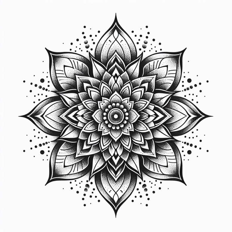 mandalas-and-similar tattoo design ideas circle segments delicate shading for neck