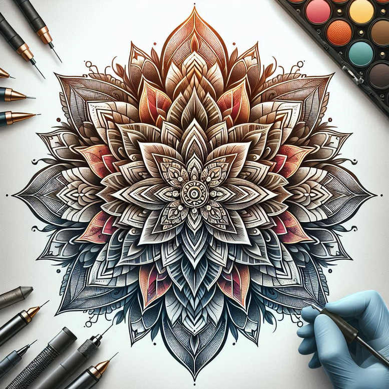 mandalas-and-similar tattoo design ideas mandala border fine lines symbol of determination