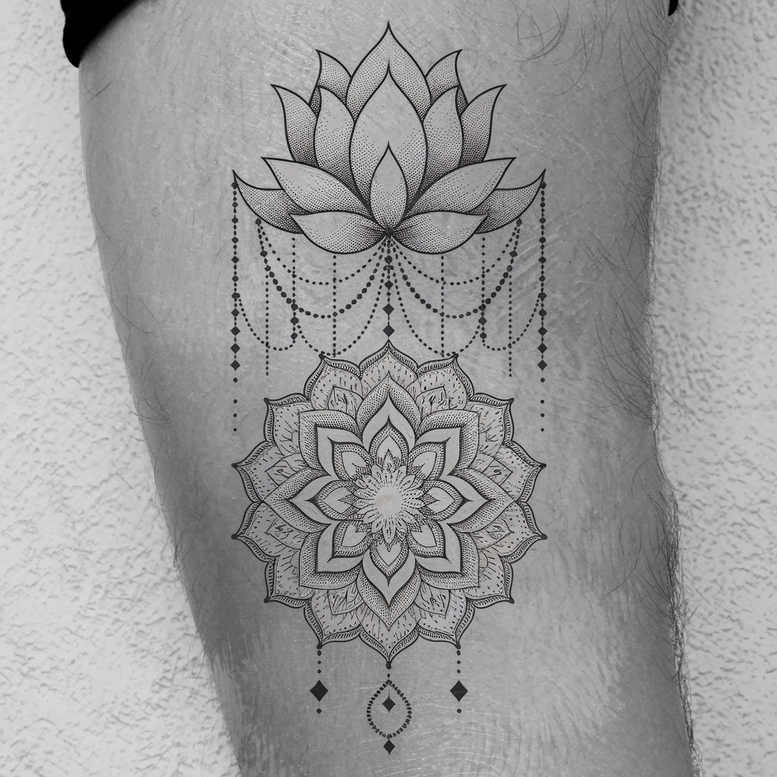 mandalas-and-similar tattoo design ideas puzzle pattern precise for back of neck