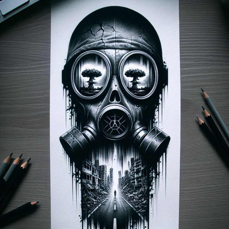 energetic-mask – tattoo design ideas free ai generated – neotraditional-modern-twist – for-behind-ear – Gallery: masks-inkby-ai