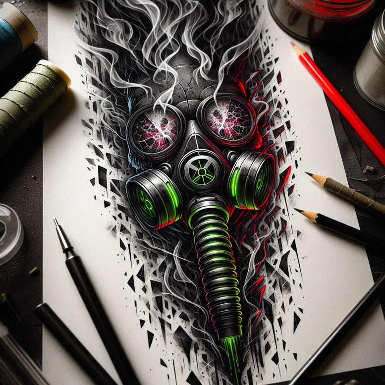 expressive-mask – tattoo design ideas free ai generated – realism-real-shadows – for-shin – Gallery: masks-inkby-ai