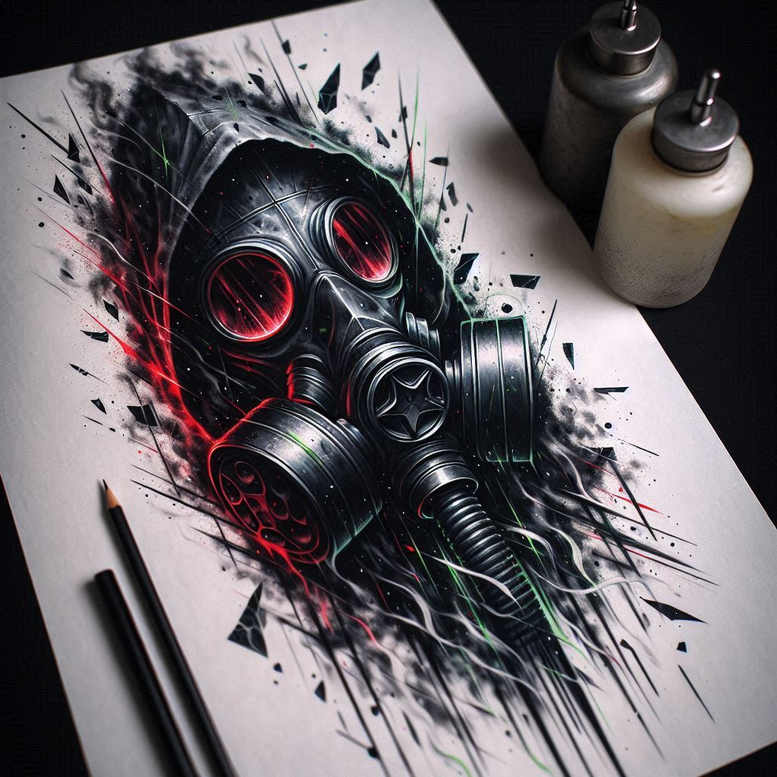 frilled-mask – tattoo design ideas free ai generated – realism-photographic-quality – for-lower-back – Gallery: masks-inkby-ai