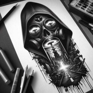 japanese-mask – tattoo design ideas free ai generated – neotraditional-enhanced-shading – for-back-of-neck – Gallery: masks-inkby-ai