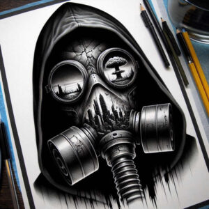 modern-mask – tattoo design ideas free ai generated – realism-smooth-gradients – for-side – Gallery: masks-inkby-ai