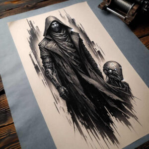 mysterious-mask – tattoo design ideas free ai generated – neotraditional-artistic-contrast – for-chest – Gallery: masks-inkby-ai