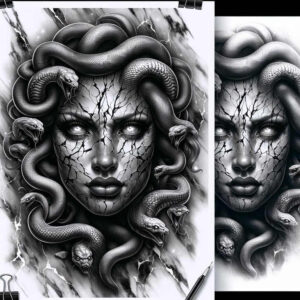 medusa-serpent-hair – tattoo design ideas free ai generated – night-terror – for-upper-back – Gallery: medusa-inkby-ai