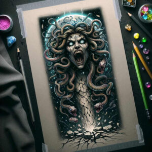 mythic-figure-tattoo – tattoo design ideas free ai generated – freaky – for-back-shoulder – Gallery: medusa-inkby-ai