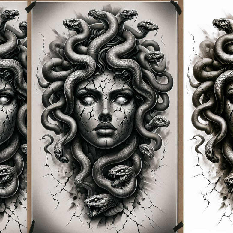 medusa tattoo design ideas Surrealism subconscious themes mythic power symbolising endurance
