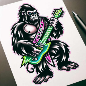 monkey-minimalist-tattoo-surrealism-imaginative-for-collarbone – tattoo design ideas free ai generated – Gallery: monkeys-inkby-ai