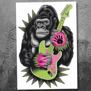monkey-face-tattoo-neotraditional-dynamic-color-for-calf – tattoo design ideas free ai generated – Gallery: monkeys-inkby-ai