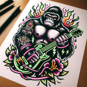 geometric-monkey-tattoo-realism-natural-contours-for-upper-arm – tattoo design ideas free ai generated – Gallery: monkeys-inkby-ai