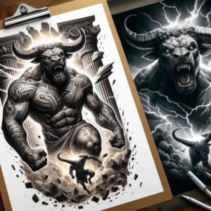 horror-monster – tattoo design ideas free ai generated – spooky – for-full-back – Gallery: monsters-greece-inkby-ai