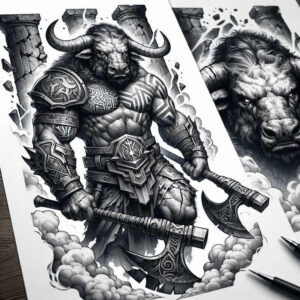 legendary-monsters – tattoo design ideas free ai generated – madness – for-side-torso – Gallery: monsters-greece-inkby-ai