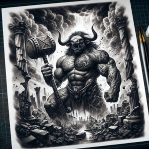 monster-from-depths – tattoo design ideas free ai generated – blood-red – for-ankle – Gallery: monsters-greece-inkby-ai