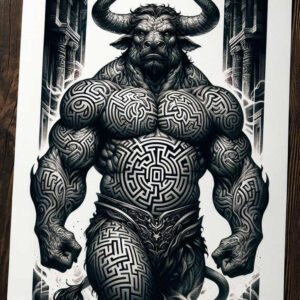 monster-in-art – tattoo design ideas free ai generated – foreboding – for-upper-back – Gallery: monsters-greece-inkby-ai