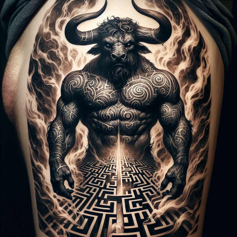 monster-with-3d-effects – tattoo design ideas free ai generated – cobweb – for-upper-thigh – Gallery: monsters-greece-inkby-ai