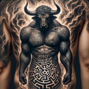 monster-with-details – tattoo design ideas free ai generated – deformed – for-scapula – Gallery: monsters-greece-inkby-ai