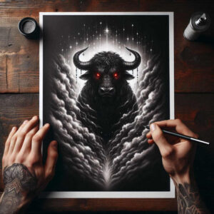 monster-with-fangs – tattoo design ideas free ai generated – hellfire – for-stomach – Gallery: monsters-greece-inkby-ai