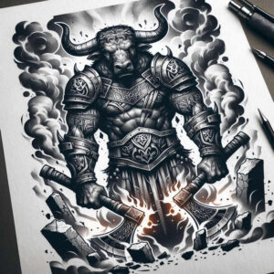 monster-with-fangs – tattoo design ideas free ai generated – terrifying – for-heel – Gallery: monsters-greece-inkby-ai