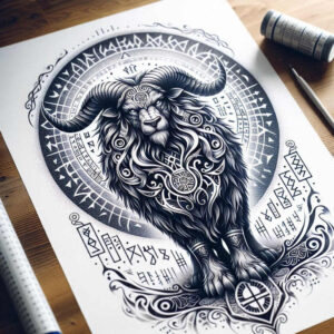 monster-with-flames – tattoo design ideas free ai generated – haunted – for-lower-chest – Gallery: monsters-greece-inkby-ai