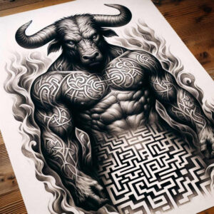 monster-with-lion-head – tattoo design ideas free ai generated – whispering – for-full-back – Gallery: monsters-greece-inkby-ai