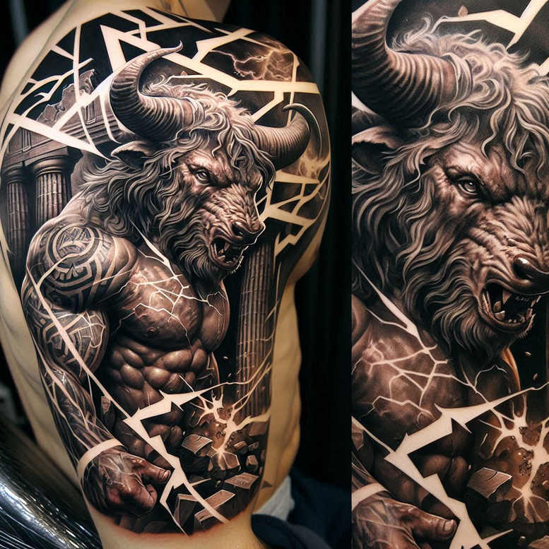 monster-with-womans-head – tattoo design ideas free ai generated – desolate – for-biceps – Gallery: monsters-greece-inkby-ai