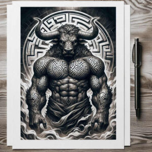 sea-monster – tattoo design ideas free ai generated – tattered-clothing – for-outer-arm – Gallery: monsters-greece-inkby-ai