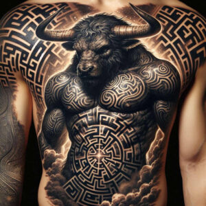 monsters-greece tattoo design ideas glossy dreadful for behind ear