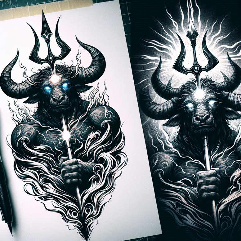 monsters-greece tattoo design ideas Surrealism enigmatic light dripping shows courage