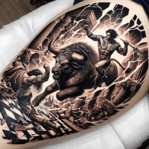monsters-greece tattoo design ideas metallic hellfire for fingers