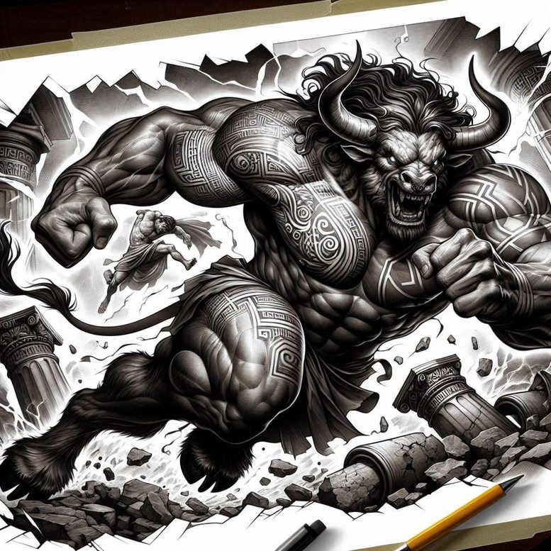 monsters-greece tattoo design ideas fine-line void embodying perseverance