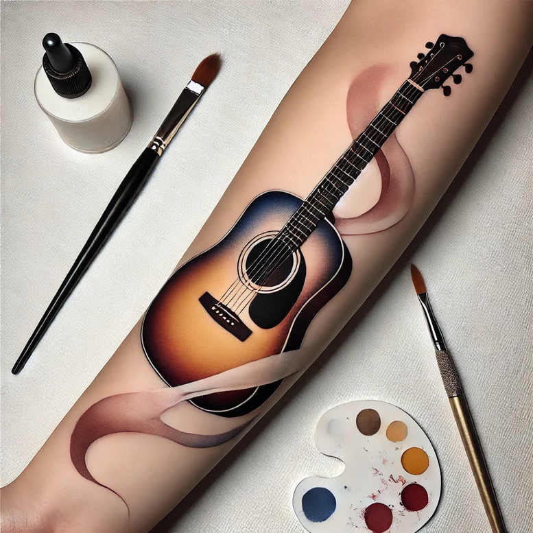 music tattoo design ideas Realism living skin quiet for upper chest
