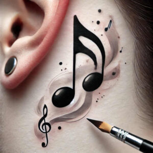 music tattoo design ideas Realim light and shadow play subtle shape represents determination