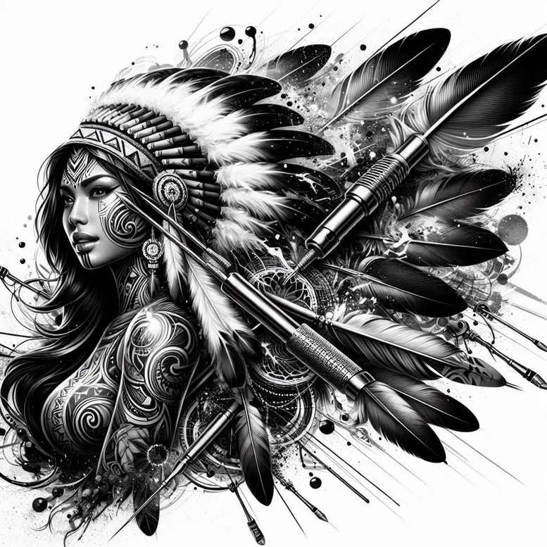 native-abstract-tattoo-surrealism-altered-reality-for-temple – tattoo design ideas free ai generated – Gallery: native-american-women-inkby-ai