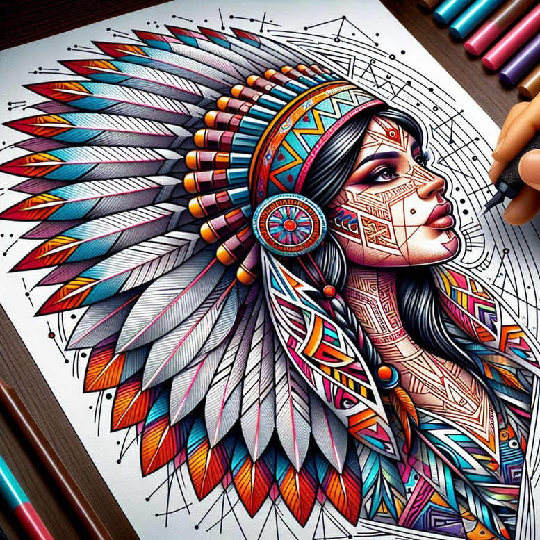 native-geometric-tattoo-surrealism-mystical-for-abdomen – tattoo design ideas free ai generated – Gallery: native-american-women-inkby-ai