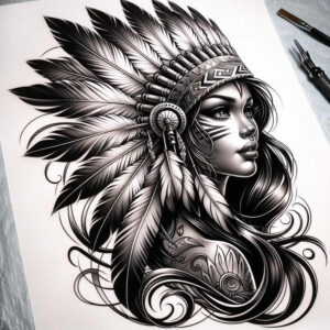 native-tribe-tattoo-surrealism-mysterious-for-back-shoulder – tattoo design ideas free ai generated – Gallery: native-american-women-inkby-ai