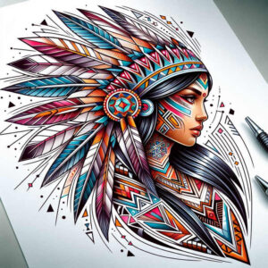 native-amulet-tattoo-neotraditional-bold-texture-for-lower-leg – tattoo design ideas free ai generated – Gallery: native-american-women-inkby-ai