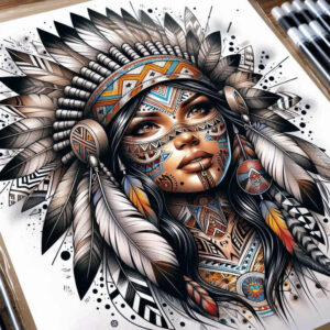 native-art-tattoo-realism-hyper-detail-for-arm – tattoo design ideas free ai generated – Gallery: native-american-women-inkby-ai