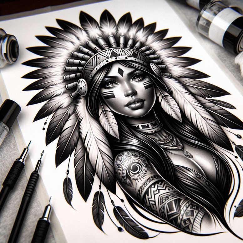 native-mask-tattoo-neotraditional-artful-color-for-side-torso – tattoo design ideas free ai generated – Gallery: native-american-women-inkby-ai