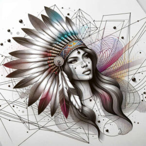 native-american-women tattoo design ideas Realism skin texture ancestral resilience and power