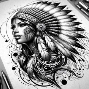 native-american-women tattoo design ideas refined detail ceremonial embodying resilience