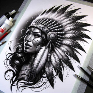 native-american-women tattoo design ideas Surrealism symbolism cultural symbolising strength
