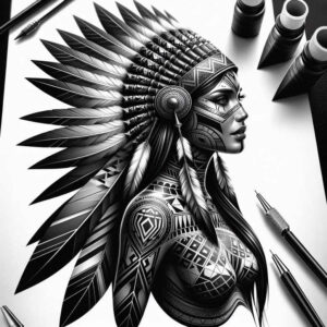 native-american-women tattoo design ideas Realism true skin detailed face for chest