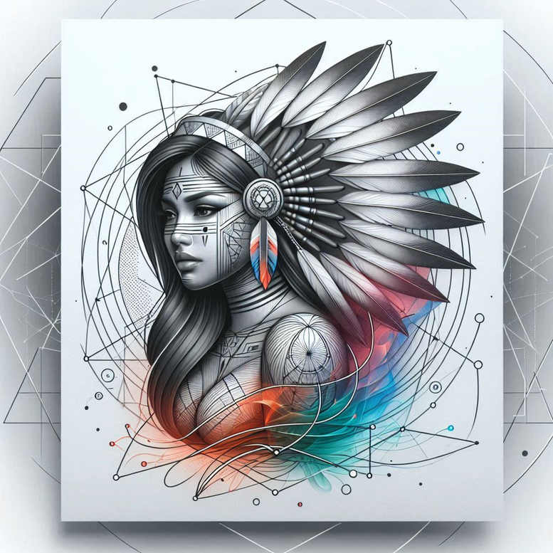 native-american-women tattoo design ideas Surrealism hallucinatory feathers for hand
