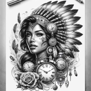 native-american-women tattoo design ideas refined lines powerful for back of neck