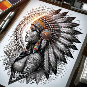 native-american-women tattoo design ideas Surrealism enigmatic visuals spiritual strength for toe